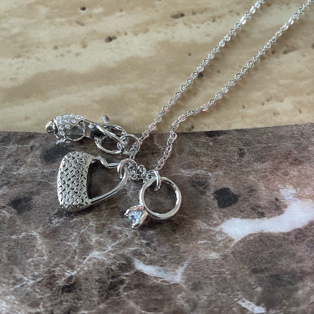 Lia Sophia Shopping Spree Silver Metal Necklace NWT Adjustable 16 - 19 in long - Picture 3 of 13
